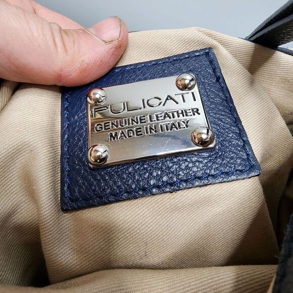 Pulicati Women's Super Soft Leather Satchel Purse Bag Tote Made in Italy Blue - Picture 6 of 6